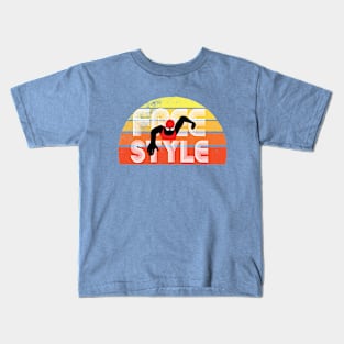 Retro Freestylin Womens Swimming 2 Kids T-Shirt